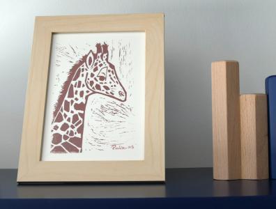 Linogravure Girafe 003